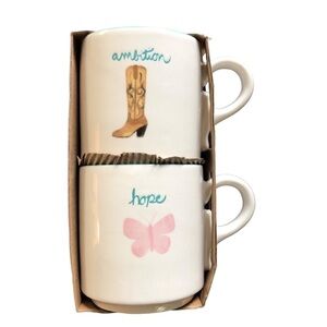 Dolly Parton Set 2 20 Oz Sentimental Coffee Mugs Stoneware Hope & Ambition Gift
